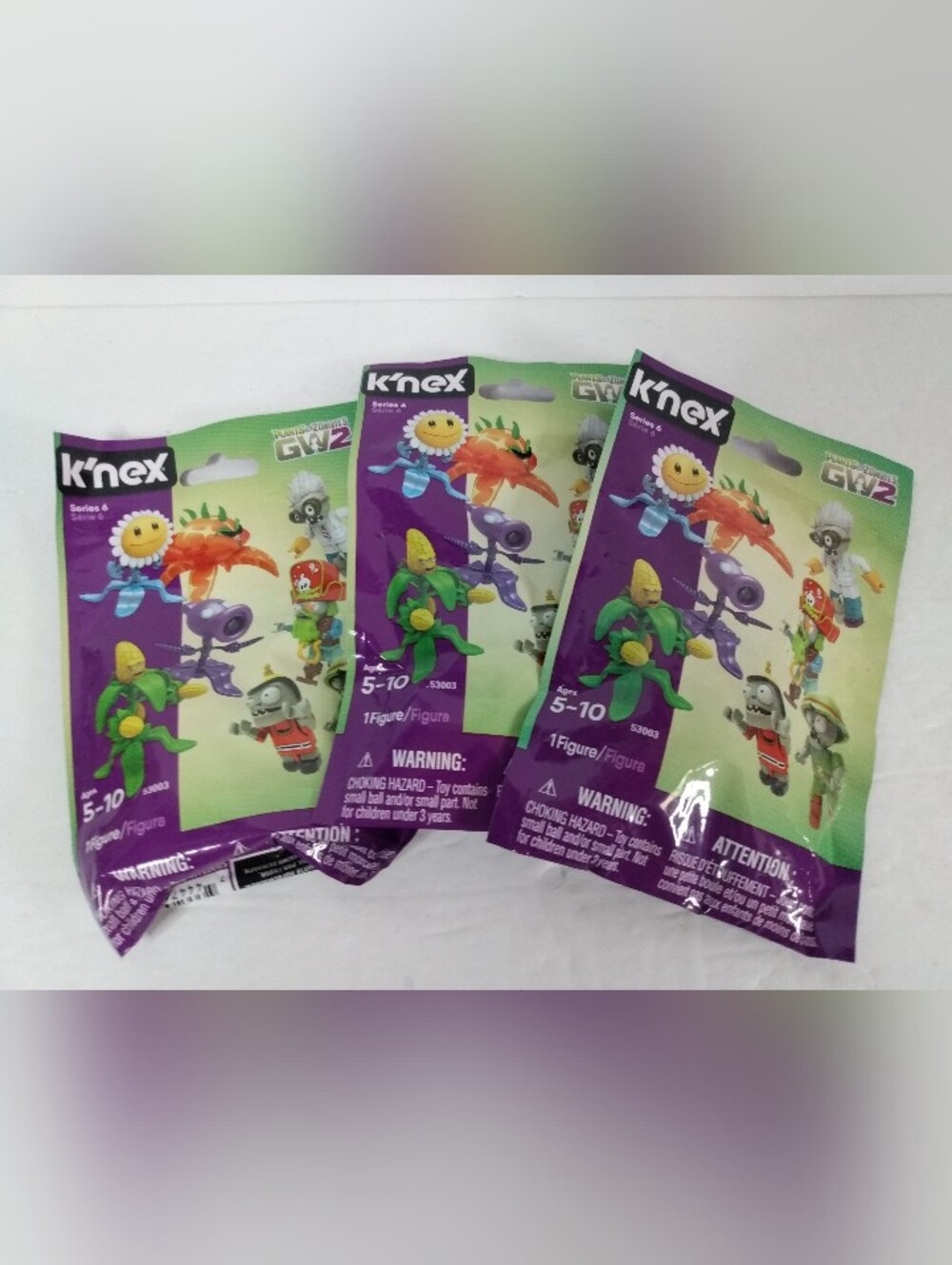 LOT Of 3 Plants vs. Zombies Series 6 Figure K'Nex Blind Bag Knex New Sealed GW2